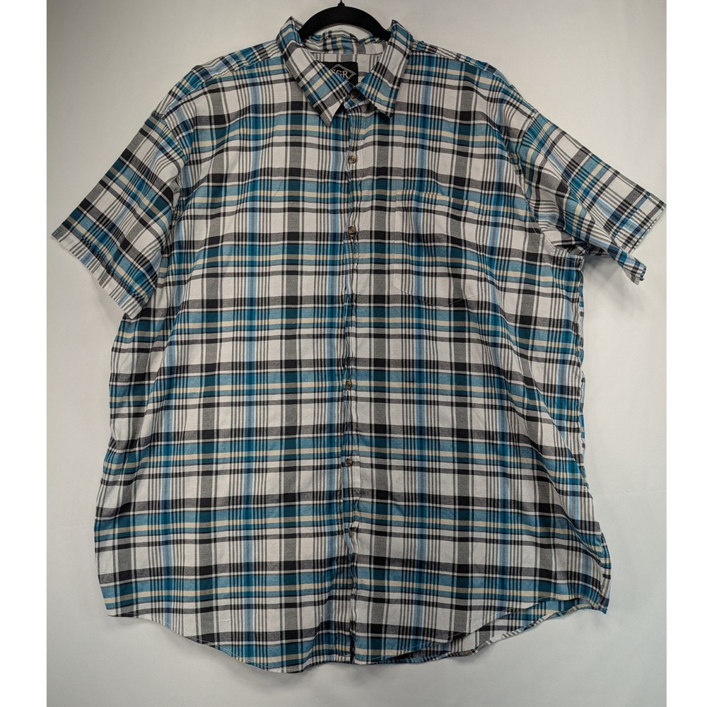 SGR Plaid Short Sleeve Button Up Shirt Men's 3XL Blue Black White